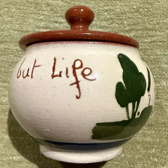 Motto Ware or Cottage Ware Jam Jar / Miniature Sugar Bowl Torquay Devon England - Picture 5 of 11